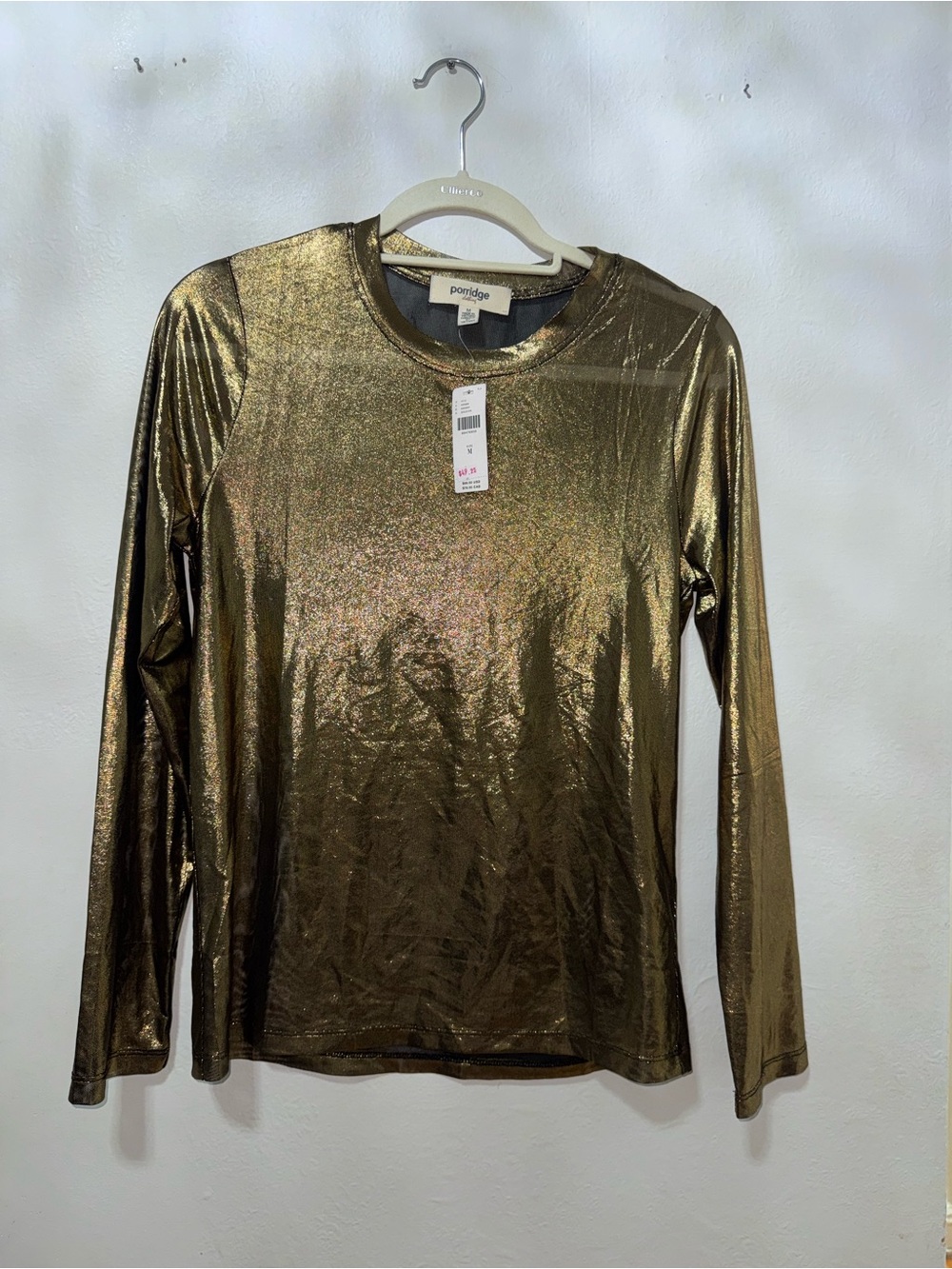Porridge Metallic Gold Long-Sleeve Crewneck Top